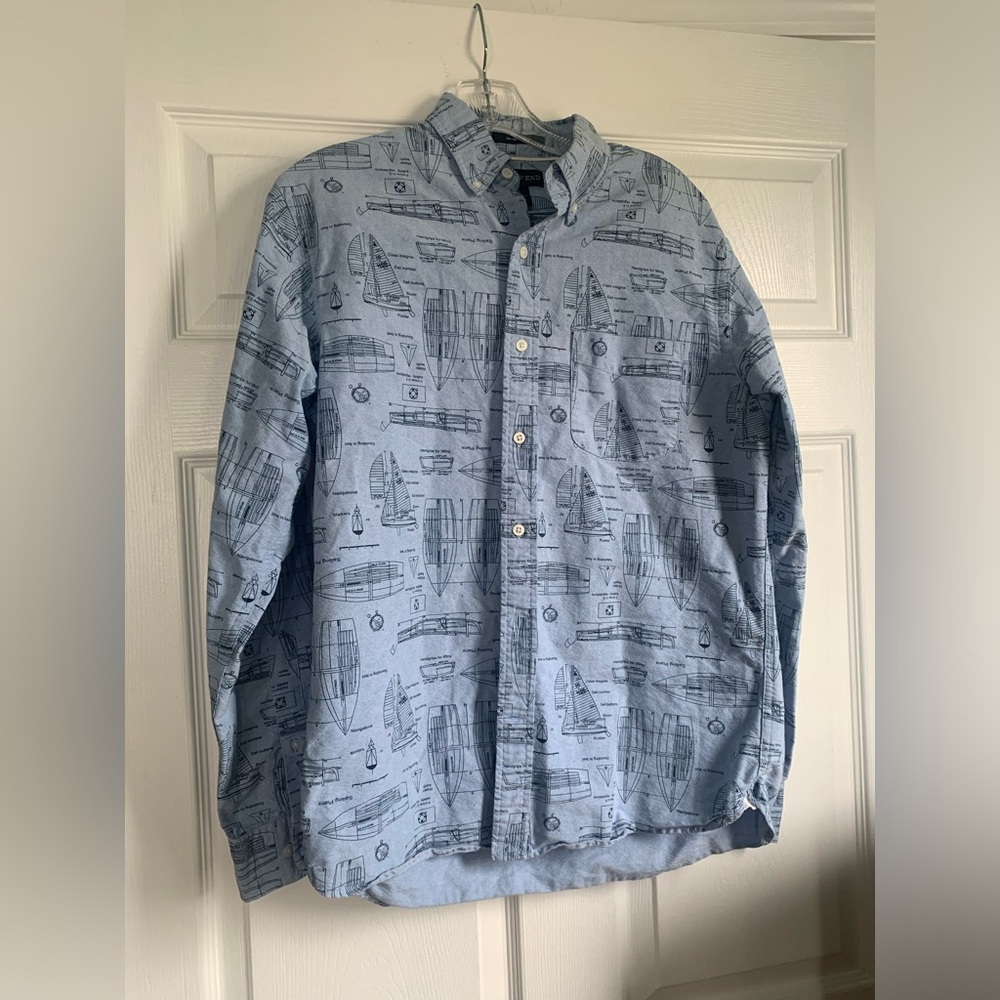 Lands' End Sail Rigger Oxford Shirt  - Men's S (14-14.5 Neck) - Faint Stain